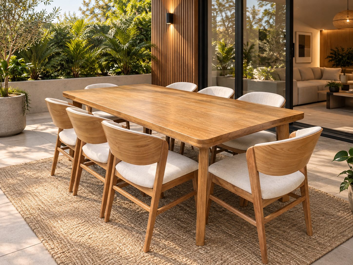 Comedor madera flor morado 8 puestos